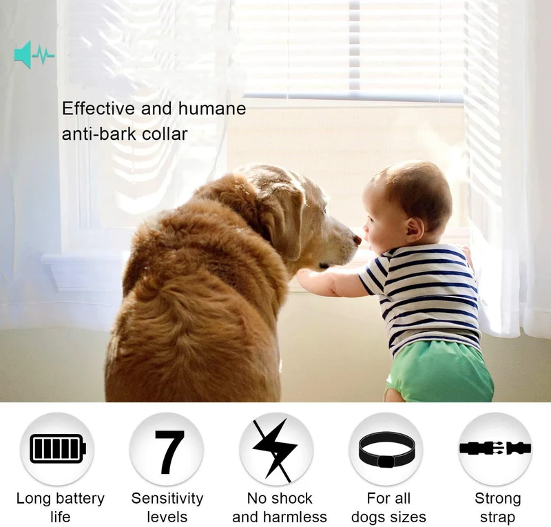 AHJDL Collar de corteza para perro, ¡evita que los perros ladren rápido! Dispositivos anti ladridos seguros para entrenamiento de control de cuellos, pequeños, medianos y grandes mascotas disuasorio