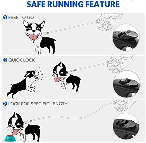 Peteast Correa retráctil de raza pequeña, 360 ° sin enredos correa de perro ligero pero fuerte con freno de una mano/pausa/bloqueo para perros pequeños/gatos/animales pequeños, XS
