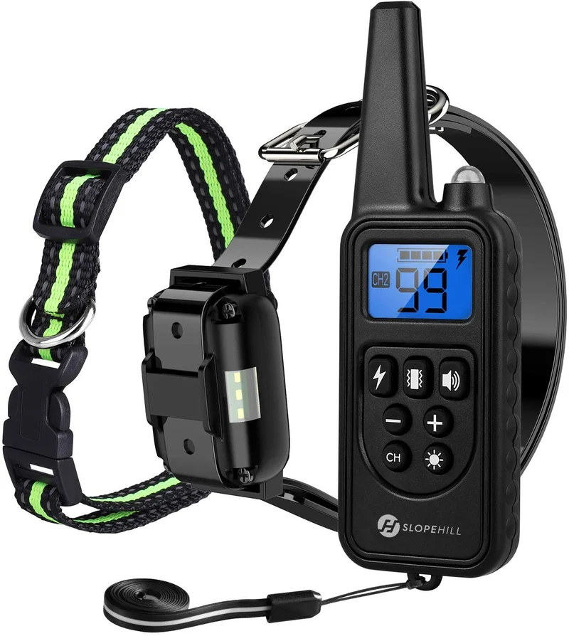Slopehill Dog Training Collar, Waterproof Dog Shock Collar with Remote, Rechargeable Dog Collar with Vibration, Beep Shock Modes, Adjustable