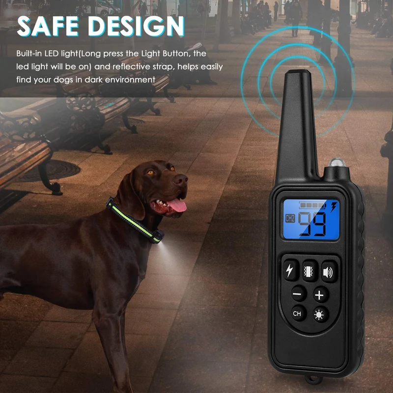 Slopehill Dog Training Collar, Waterproof Dog Shock Collar with Remote, Rechargeable Dog Collar with Vibration, Beep Shock Modes, Adjustable
