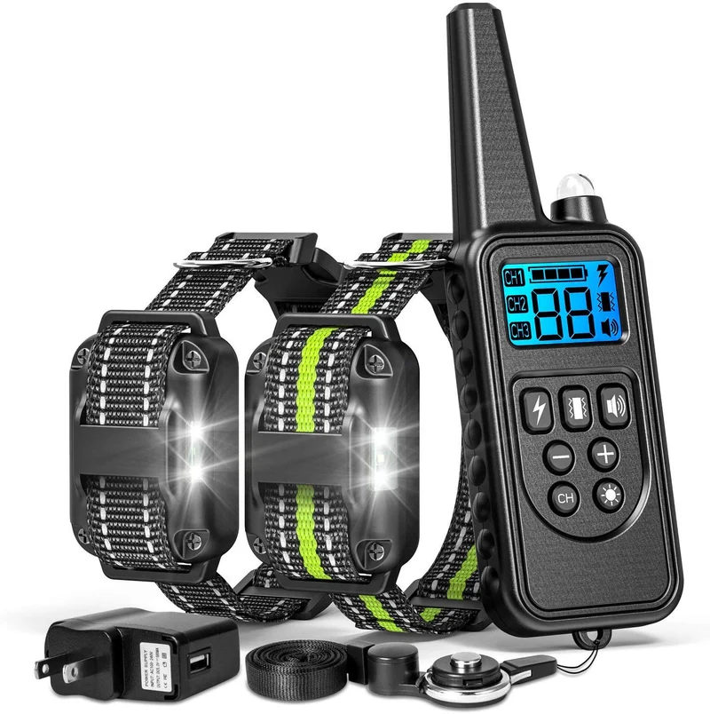 FunniPets Collar de entrenamiento para perro, collar de choque para perro con mando a distancia de 208.7 ft, resistente al agua, collar electrónico para perros de raza mediana y grande con 4 modos de entrenamiento de vibración de choque ligero