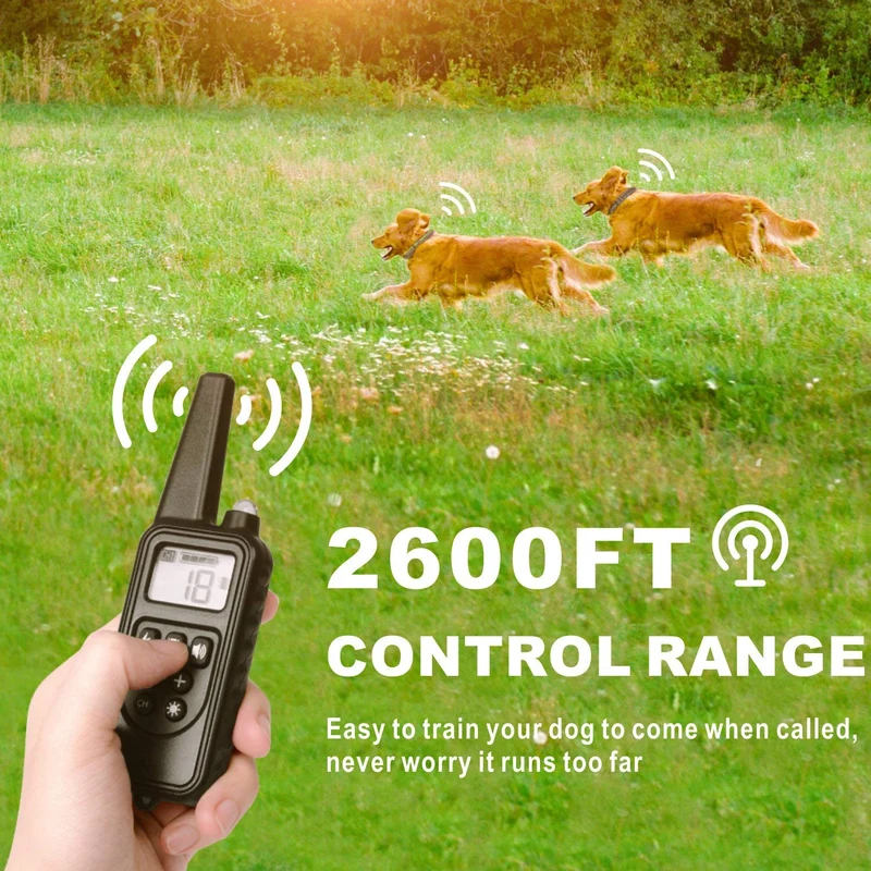 FunniPets Collar de entrenamiento para perro, collar de choque para perro con mando a distancia de 208.7 ft, resistente al agua, collar electrónico para perros de raza mediana y grande con 4 modos de entrenamiento de vibración de choque ligero