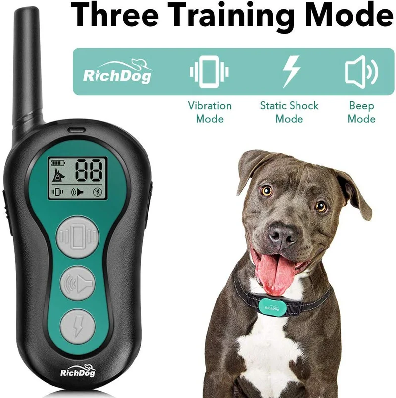 Collar de entrenamiento para perros – 1000 pies recargable collar de choque con mando a distancia, 3 modos de entrenamiento, 0 ~ 99 niveles de pitido y vibración y choque, no daña el cuello de choque impermeable para perros, apto para perros pequeños y me
