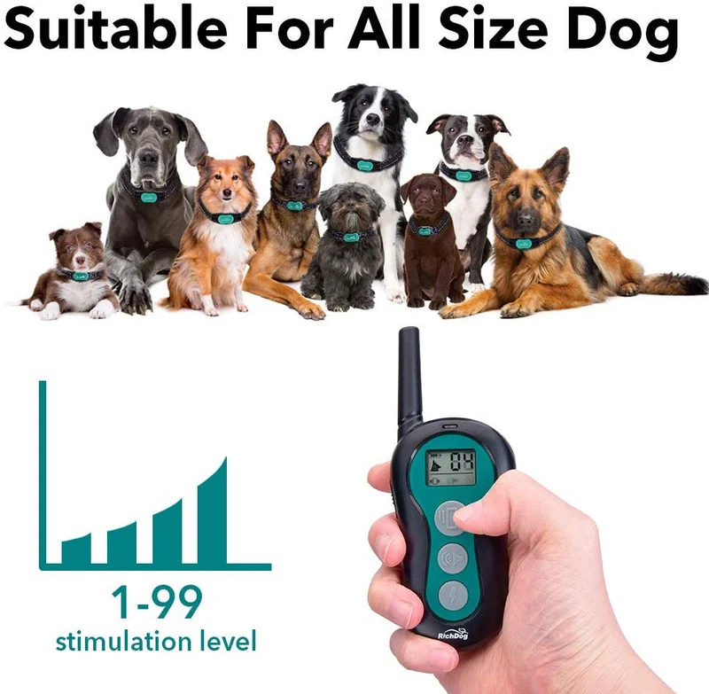 Collar de entrenamiento para perros – 1000 pies recargable collar de choque con mando a distancia, 3 modos de entrenamiento, 0 ~ 99 niveles de pitido y vibración y choque, no daña el cuello de choque impermeable para perros, apto para perros pequeños y me