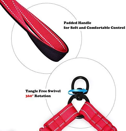 Correa doble para perro, doble correa para perro, giro de 360°, no enreda, correa doble para caminar y entrenamiento, cómoda correa reflectante que absorbe los golpes, para dos perros con dispensador de bolsas de basura y clicker de entrenamiento para per