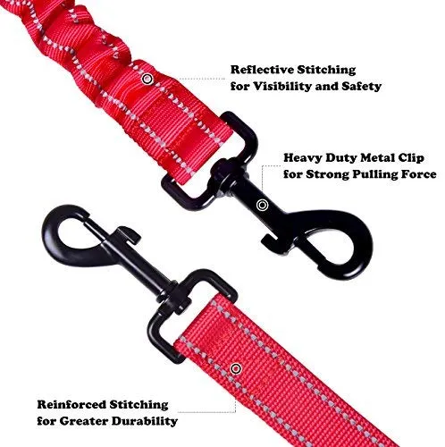 Correa doble para perro, doble correa para perro, giro de 360°, no enreda, correa doble para caminar y entrenamiento, cómoda correa reflectante que absorbe los golpes, para dos perros con dispensador de bolsas de basura y clicker de entrenamiento para per