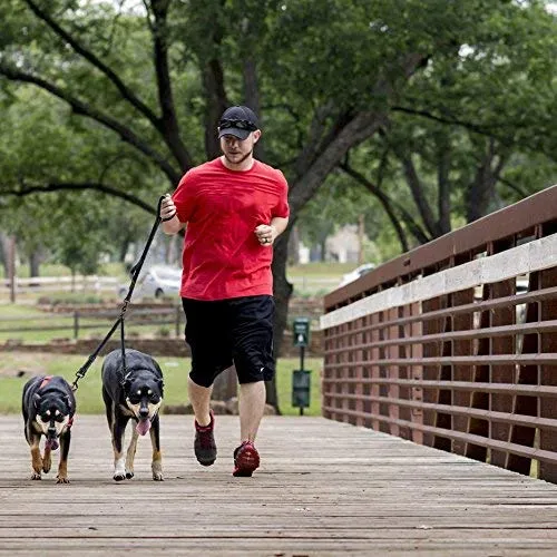 Correa doble para perro, doble correa para perro, giro de 360°, no enreda, correa doble para caminar y entrenamiento, cómoda correa reflectante que absorbe los golpes, para dos perros con dispensador de bolsas de basura y clicker de entrenamiento para per