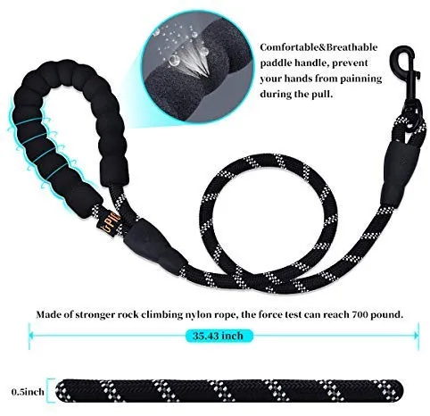 Correa doble para perro, doble correa para perro, giro de 360°, no enreda, correa doble para caminar y entrenamiento, cómoda correa reflectante que absorbe los golpes, para dos perros con dispensador de bolsas de basura y clicker de entrenamiento para per