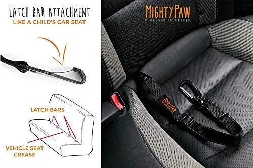Cinturón de seguridad para perro, material resistente, incluyendo anexo de giro sin enredos, mosquetón y barra apego. De Mighty Paw