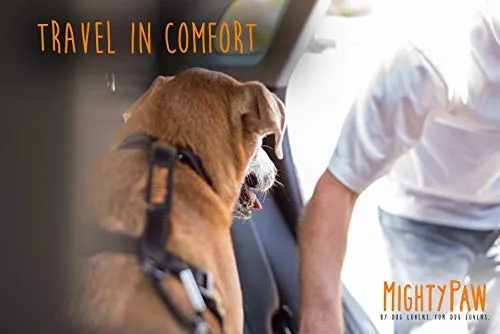 Cinturón de seguridad para perro, material resistente, incluyendo anexo de giro sin enredos, mosquetón y barra apego. De Mighty Paw