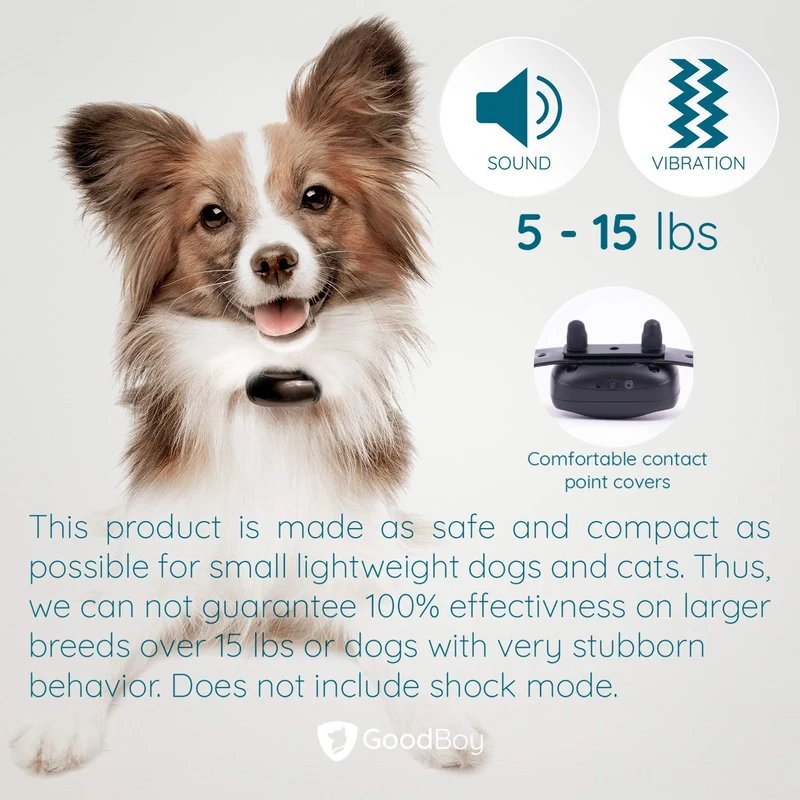 GoodBoy - Mini collar remoto para perros con pitido y modos de vibración para entrenamiento de comportamiento de mascotas, resistente al agua y rango de 1000 pies, apto para perros extra pequeños a medianos (5-15 libras)