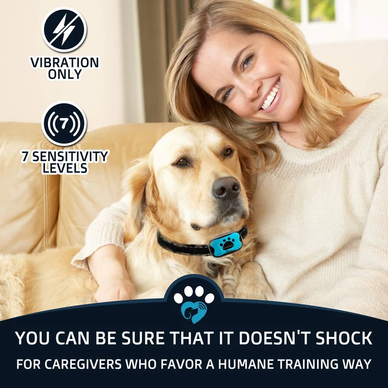 Collar antiladridos PawPets – sin choque para perro – Humane con vibración y sonido ladrido collar para perros pequeños, medianos y grandes, de 5 – 110 libras – paquete de 2 – ideal como regalo