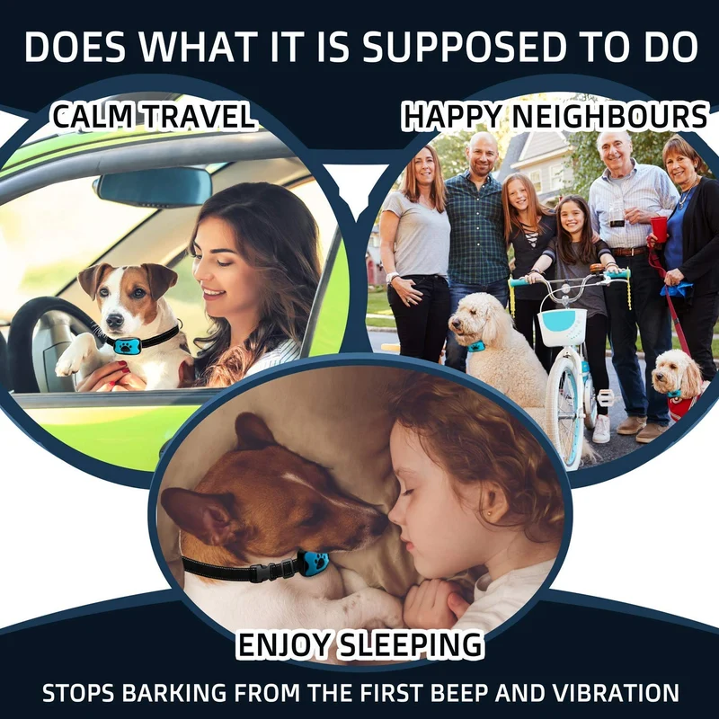 Collar antiladridos PawPets – sin choque para perro – Humane con vibración y sonido ladrido collar para perros pequeños, medianos y grandes, de 5 – 110 libras – paquete de 2 – ideal como regalo
