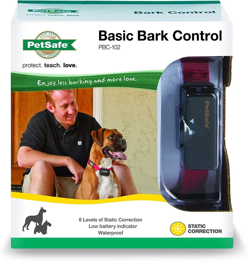 PetSafe Collar básico de control de corteza para perros de 8 libras. y Up, dispositivo de entrenamiento antiladrido, impermeable, corrección estática, canino.