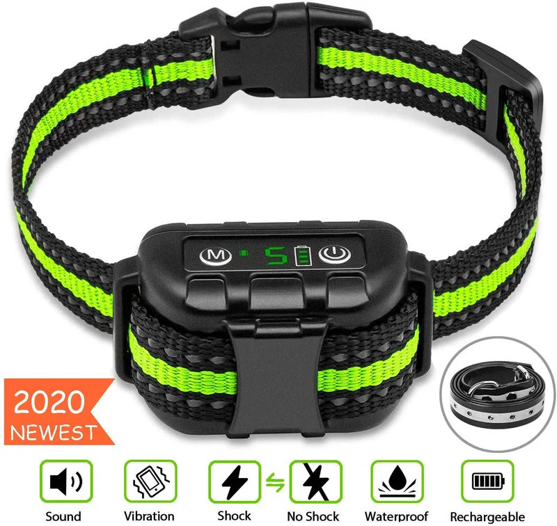 Collar de corteza sin corteza recargable, antiladridos con sensibilidad ajustable y vibración de intensidad y sin daño y corteza de choque para perros pequeños y medianos, grandes