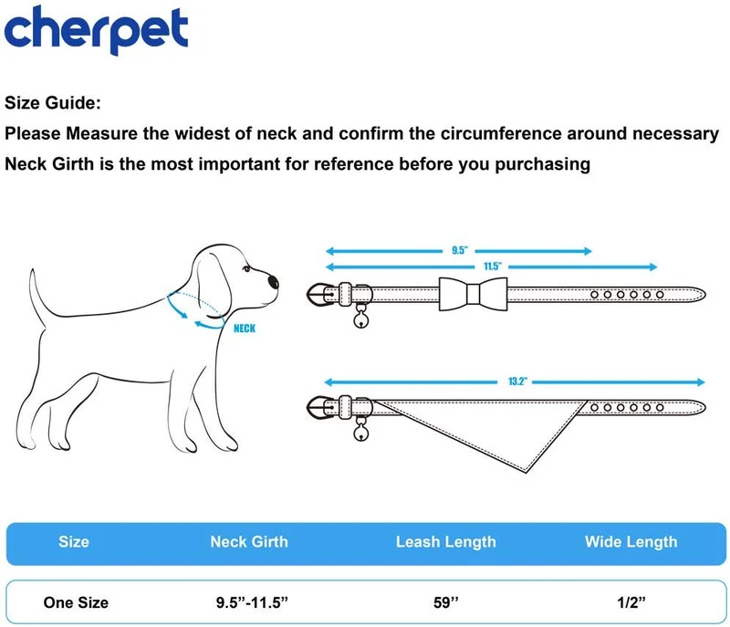 Cherpet - Juego de collar y correa para perro, diseño de bandana a cuadros, ajustable, de cuero, para perros pequeños, con campana, de seguridad, al aire libre, suave algodón, cómodo para cachorros y gatos, 3 unidades