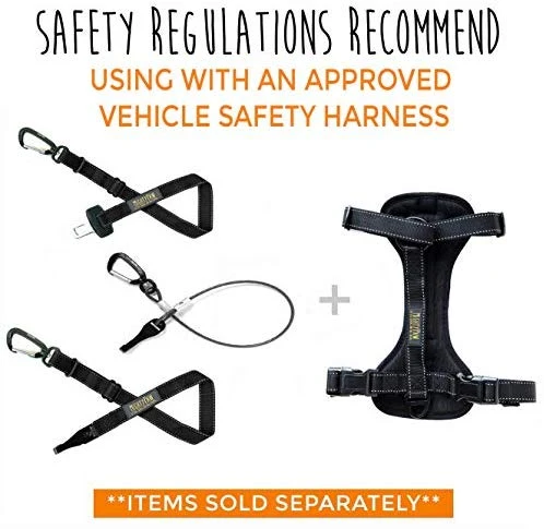 Cinturón de seguridad para perro de la marca Mighty Paw | Cinturón de seguridad para mascotas, creado con material de cinturón de seguridad humano. Hardware de metal con correa de longitud ajustable. Supera los estándares de seguridad para perros. Mantén