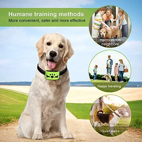 Collar para perro sin ladridos con detección inteligente de vibración y golpes inofensivos – Dispositivo recargable antiladridos para perros pequeños, medianos y grandes