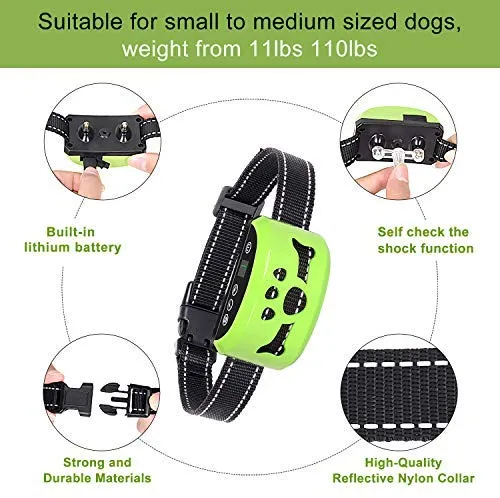 Collar para perro sin ladridos con detección inteligente de vibración y golpes inofensivos – Dispositivo recargable antiladridos para perros pequeños, medianos y grandes