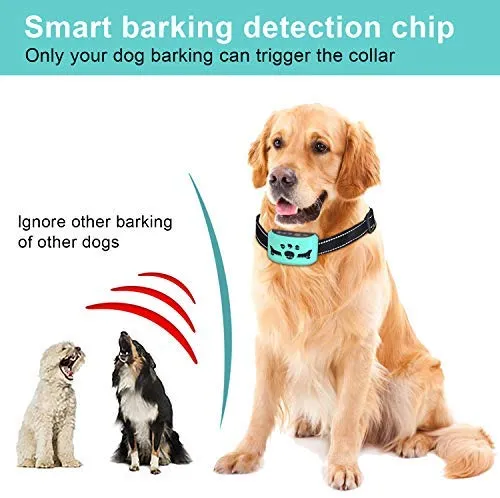 Collar para perro sin ladridos con detección inteligente de vibración y golpes inofensivos – Dispositivo recargable antiladridos para perros pequeños, medianos y grandes