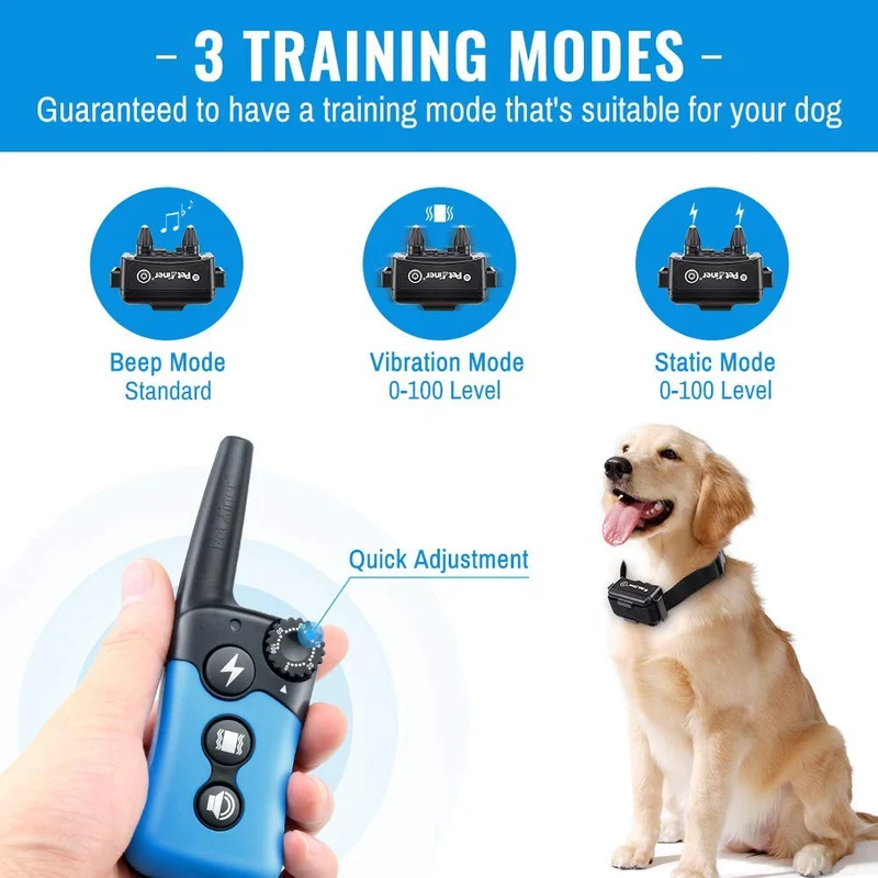 Collar de entrenamiento para perros – Recargable a distancia para perros pequeños, medianos, grandes con 3 modos correctivos de entrenamiento remoto, golpes, vibración, pitido, 100% impermeable E-collar entrenador