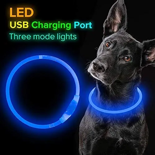 BSEEN Collar LED para perro, recargable por USB, collar brillante para perro para la seguridad nocturna, collar de moda para perros pequeños, medianos y grandes
