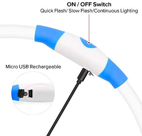BSEEN Collar LED para perro, recargable por USB, collar brillante para perro para la seguridad nocturna, collar de moda para perros pequeños, medianos y grandes