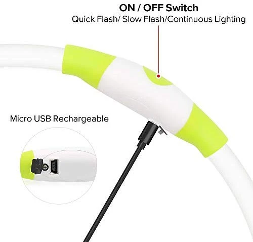 BSEEN Collar LED para perro, recargable por USB, collar brillante para perro para la seguridad nocturna, collar de moda para perros pequeños, medianos y grandes