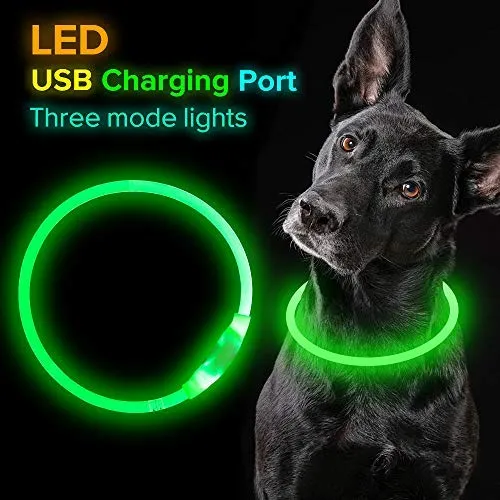 BSEEN Collar LED para perro, recargable por USB, collar brillante para perro para la seguridad nocturna, collar de moda para perros pequeños, medianos y grandes