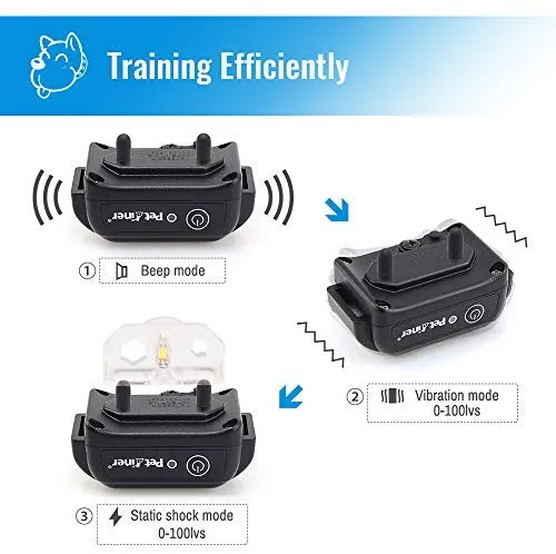 Petrainer Shock Collar for Dogs - Waterproof Rechargeable Dog Training E-Collar with 3 Safe Correction Remote Training Modes, Shock, Vibration, Beep for Dogs Small, Medium, Large