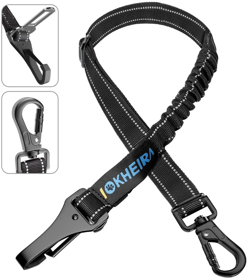IOKHEIRA Cinturón de seguridad para perro, 3 en 1, ajustable, para mascotas, perros, gatos, coche, cinturón de seguridad de tela de nailon resistente, arnés de cinturón de seguridad para vehículos para viajes y uso diario