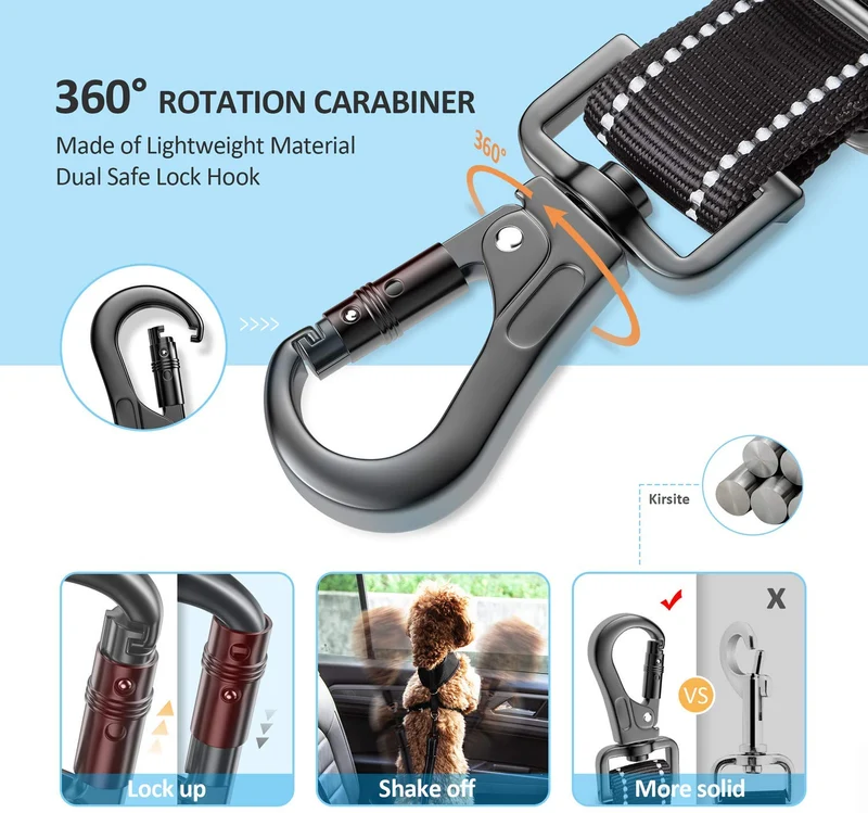 IOKHEIRA Cinturón de seguridad para perro, 3 en 1, ajustable, para mascotas, perros, gatos, coche, cinturón de seguridad de tela de nailon resistente, arnés de cinturón de seguridad para vehículos para viajes y uso diario