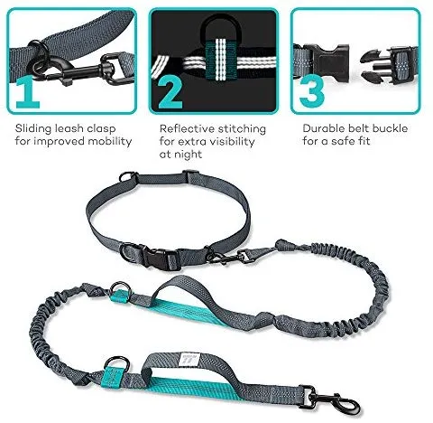 TaoTronics Correa para perro retráctil con manos libres con doble elástico para perros de hasta 150 libras