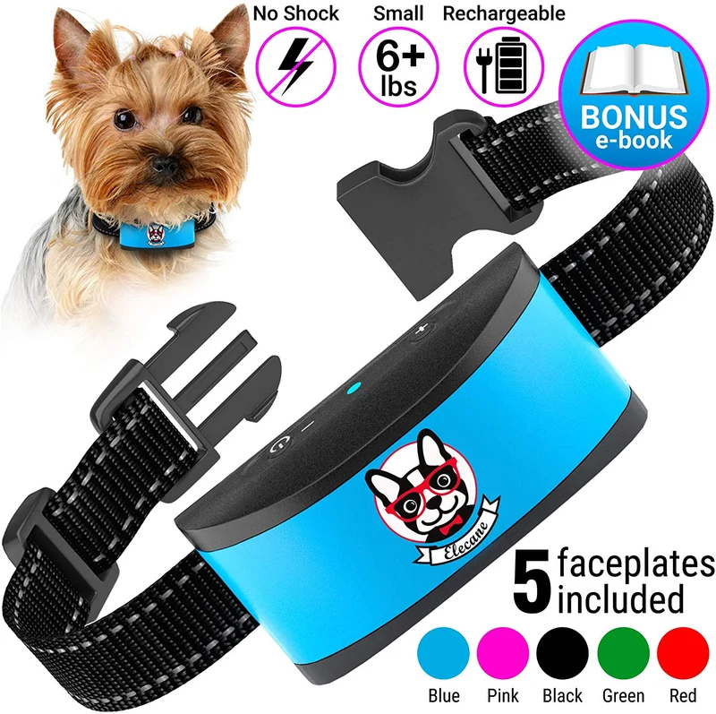 Collar pequeño para perro recargable, antiladridos para perros pequeños – el más pequeño más humano para dejar de ladrar – el collar de entrenamiento de perro sin corteza de choque impermeable – Dispositivo seguro de control de corteza para mascotas