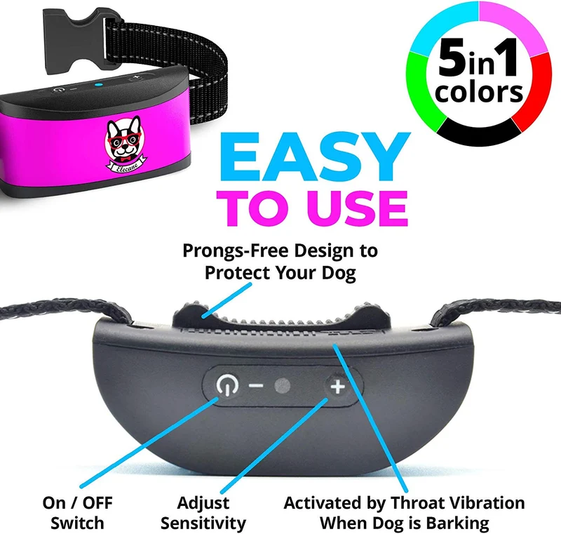 Collar pequeño para perro recargable, antiladridos para perros pequeños – el más pequeño más humano para dejar de ladrar – el collar de entrenamiento de perro sin corteza de choque impermeable – Dispositivo seguro de control de corteza para mascotas