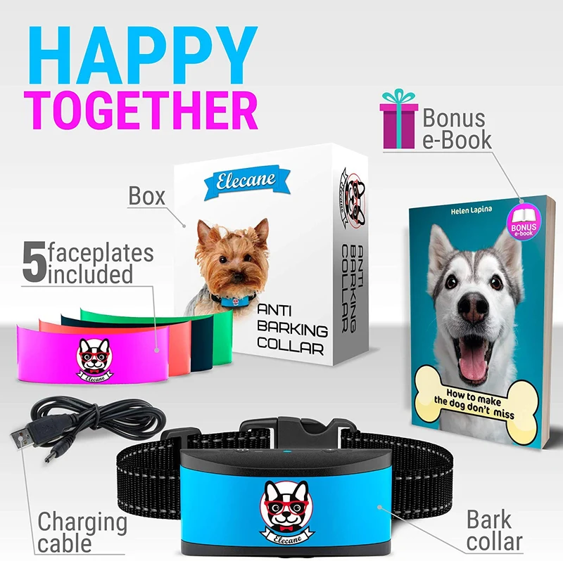 Collar pequeño para perro recargable, antiladridos para perros pequeños – el más pequeño más humano para dejar de ladrar – el collar de entrenamiento de perro sin corteza de choque impermeable – Dispositivo seguro de control de corteza para mascotas