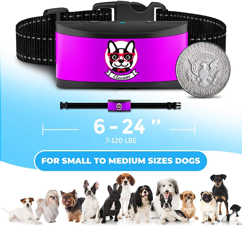 Collar pequeño para perro recargable, antiladridos para perros pequeños – el más pequeño más humano para dejar de ladrar – el collar de entrenamiento de perro sin corteza de choque impermeable – Dispositivo seguro de control de corteza para mascotas