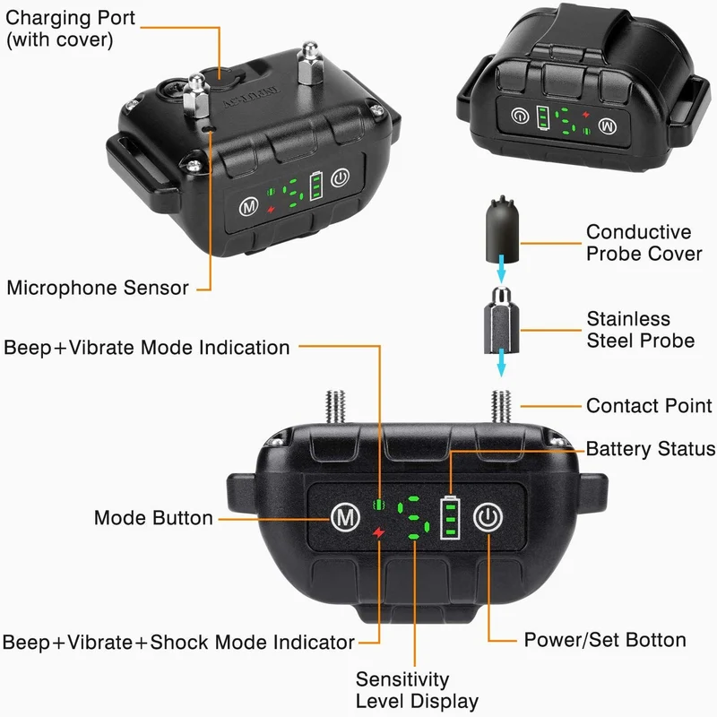 Flittor Bark Collar, No Bark Collar Rechargeable with Beep, Anti bark Collar with Adjustable Sensitivity and Intensity Beep Vibration No Harm Shock for Small Medium Large Dogs