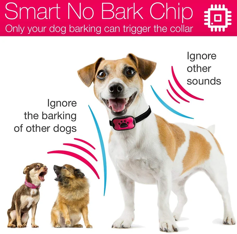 DogRook - Collar de corteza humano, sin choque, acción sin control remoto, modos de vibración y cuidado del sonido, para razas de perros pequeñas, medianas y grandes, sin daño, control de vibración reflectante