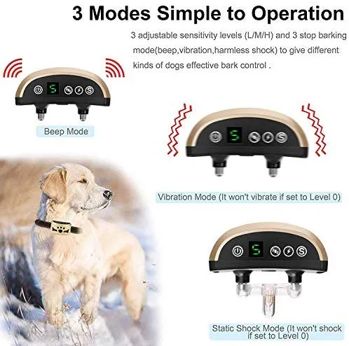 TOTIE Dog Bark Collar -7 Adjustable Sensitivity and Intensity Levels-Dual Anti-Barking Modes Rechargeable/Rainproof/Reflective -No Barking Control Dog Shock Collar for Small Medium Large Dogs