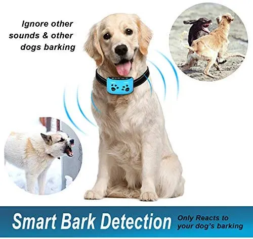 TOTIE Dog Bark Collar -7 Adjustable Sensitivity and Intensity Levels-Dual Anti-Barking Modes Rechargeable/Rainproof/Reflective -No Barking Control Dog Shock Collar for Small Medium Large Dogs