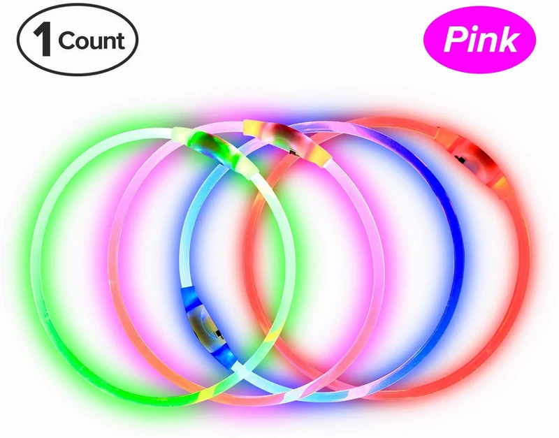 Collar de perro LED BSEEN recargable por USB, brillante para seguridad nocturna, collar de perro de moda, para perros pequeños, medianos y grandes