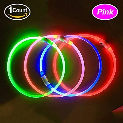 Collar de perro LED BSEEN recargable por USB, brillante para seguridad nocturna, collar de perro de moda, para perros pequeños, medianos y grandes