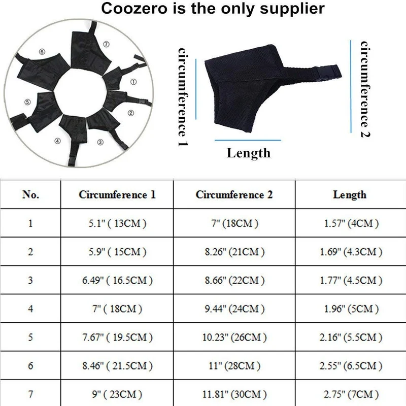 Perro Muzzles traje, 7pcs anti-biting ladridos bozales ajustable cubierta de boca de perro o pequeño, mediano y grande Extra perro por coozero