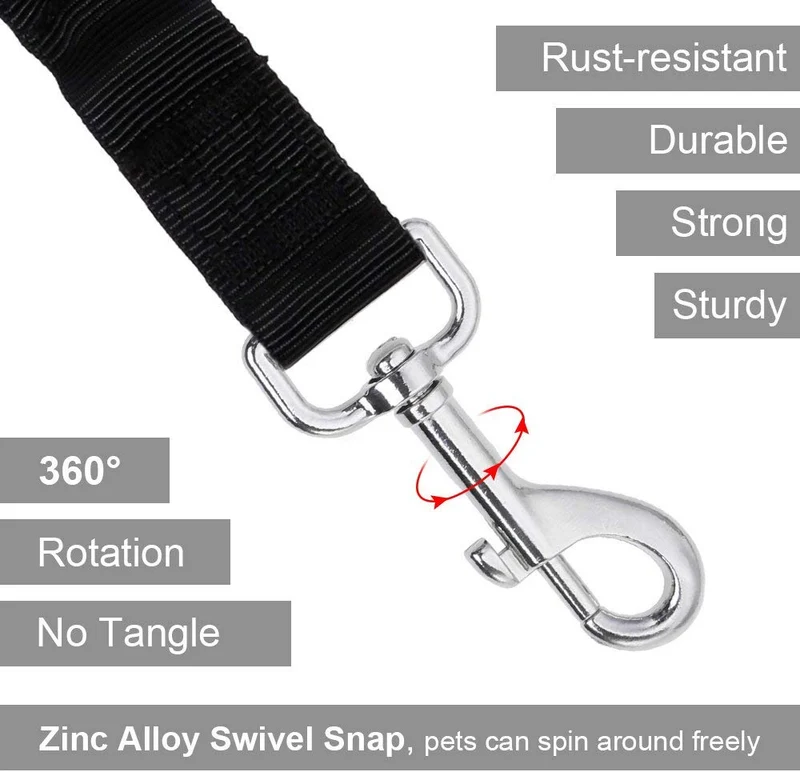 Vastar arnés para cinturón de seguridad para perro, 2 paquetes de correa ajustable para perro, gato, arnés de seguridad para cinturón de seguridad para mascotas con elástico de nailon para amortiguación de impactos
