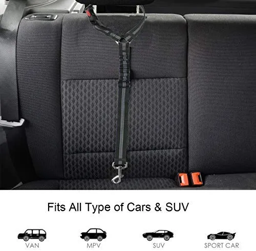 BWOGUE 2 paquetes de correas de seguridad para perros y gatos, para reposacabezas de coche, de nailon, ajustables, para perros, cinturones de seguridad, arnés