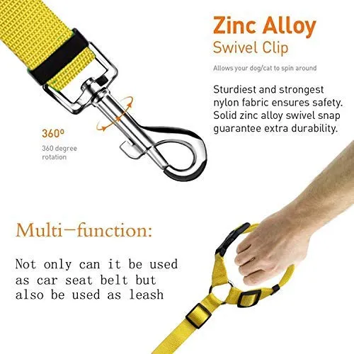 BWOGUE 2 paquetes de correas de seguridad para perros y gatos, para reposacabezas de coche, de nailon, ajustables, para perros, cinturones de seguridad, arnés