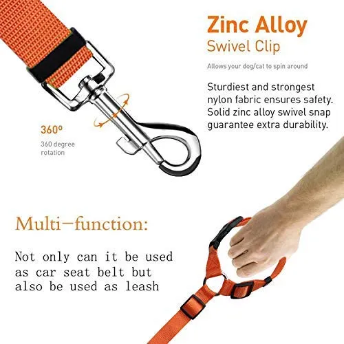 BWOGUE 2 paquetes de correas de seguridad para perros y gatos, para reposacabezas de coche, de nailon, ajustables, para perros, cinturones de seguridad, arnés