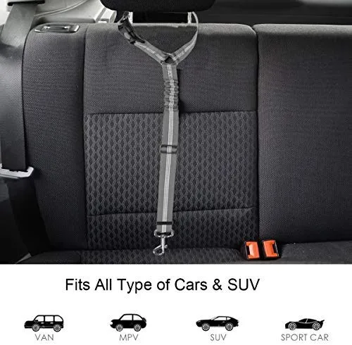 BWOGUE 2 paquetes de correas de seguridad para perros y gatos, para reposacabezas de coche, de nailon, ajustables, para perros, cinturones de seguridad, arnés
