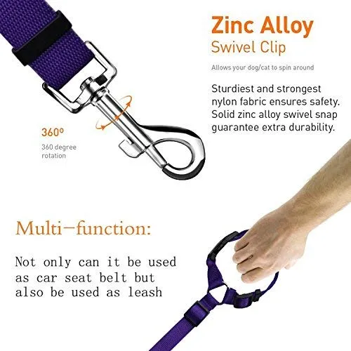BWOGUE 2 paquetes de correas de seguridad para perros y gatos, para reposacabezas de coche, de nailon, ajustables, para perros, cinturones de seguridad, arnés
